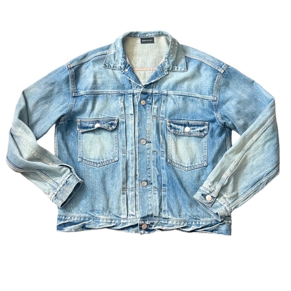 Quiet Lux John Elliott Distressed Denim Jacket Light Wash‎ Made in Japan Size 3